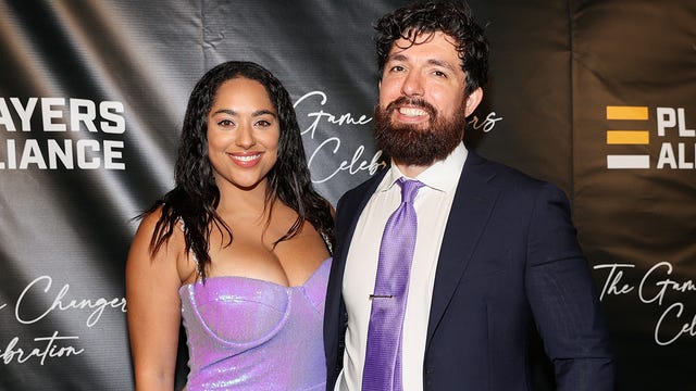 Bliss Poureetezadi Goytowski and Zack Goytowski attend The Players Alliance Game Changers Celebration at AQUA by El Gaucho on July 09, 2023 in Seattle, Washington.